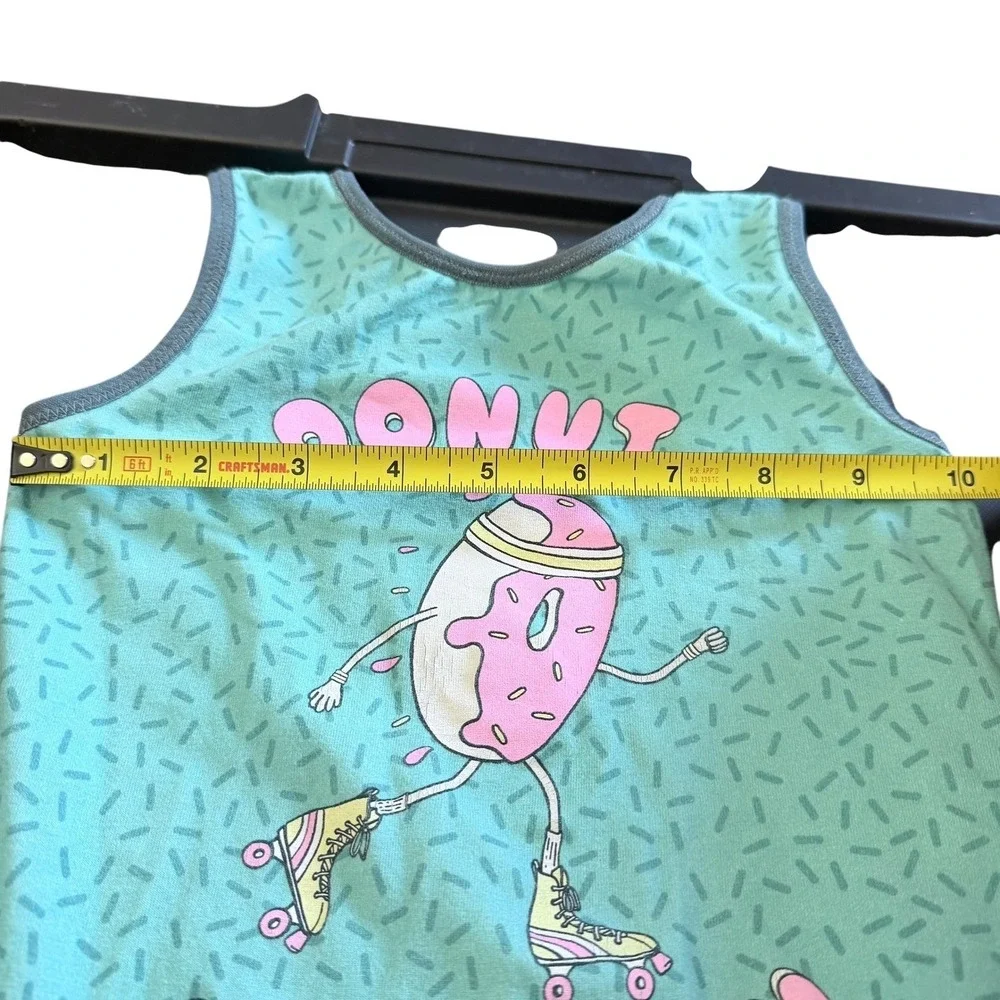 RAGS to Raches Toddler 2T Donut Sweat It Sleeveless Romper‎ Teal  Sprinkle Print
